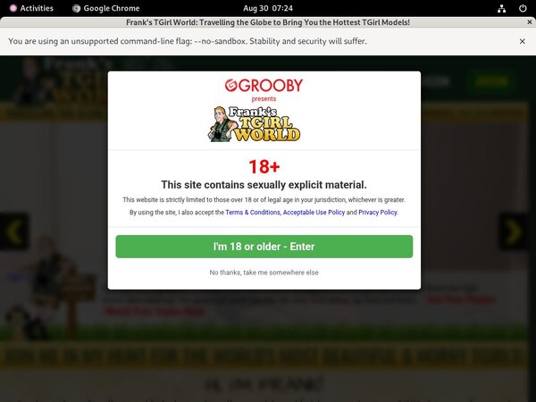 Franks T-Girl World Signup Page